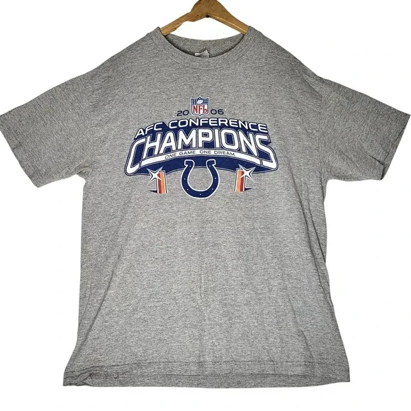 Alstyle Mens Indianapolis Colts 2006 AFC Conference Champions Grey T-Shirt L - Picture 1 of 8